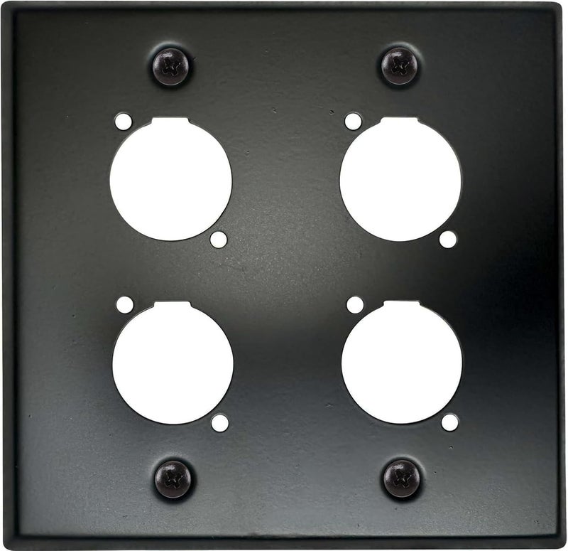 DIYTECH XLR Wall Plate Blank and XLR Panel Combo - Perfect for Professional Audio Setups in Studios, Theaters, and Conference Rooms - Easy to Install and Durable Design (4 Port Black) - Image 1